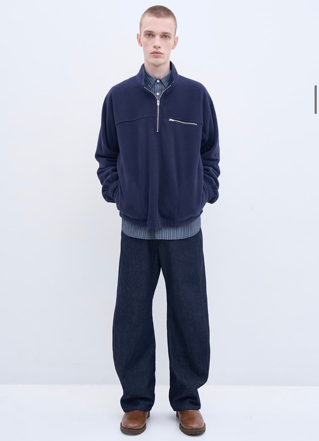 [M] 애프터프레이 트레일 하프 집업 플리스 네이비 상품이미지3