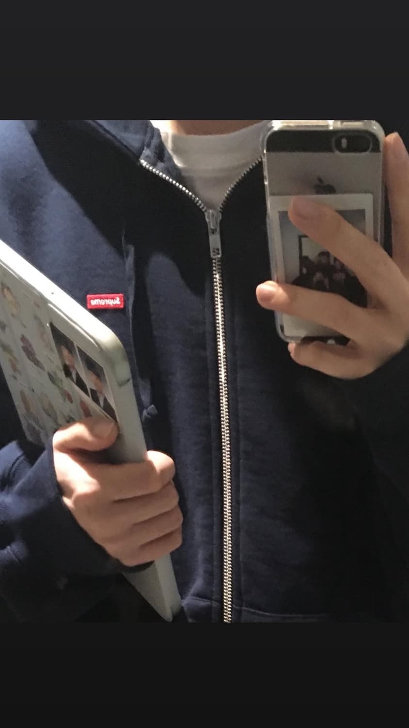 슈프림 스몰 박스 집업 후드 스웨트셔츠 네이비 - 24FW 상품이미지3