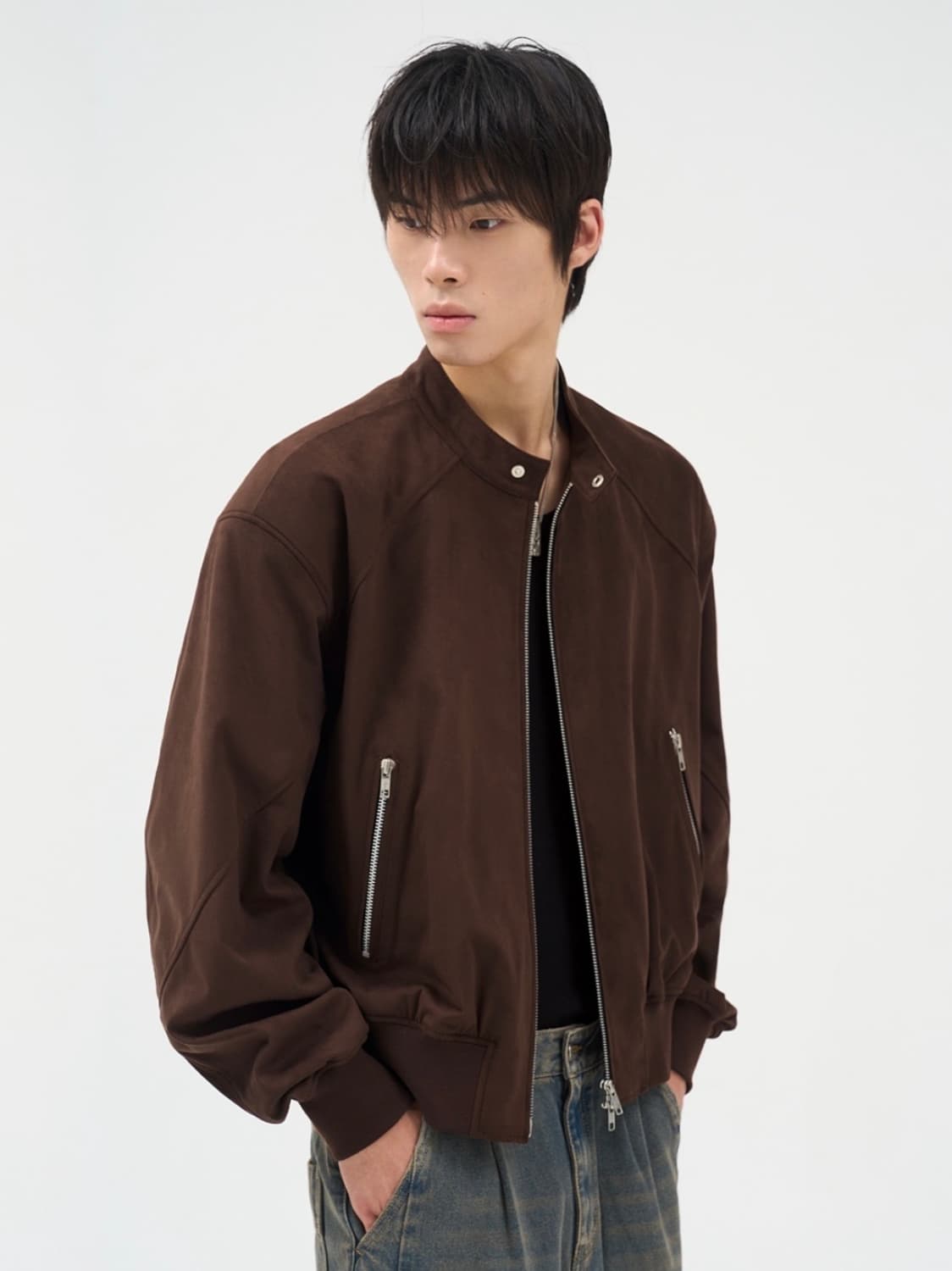 도프제이슨 패널드 스포티 레더 자켓 모카  상품이미지4