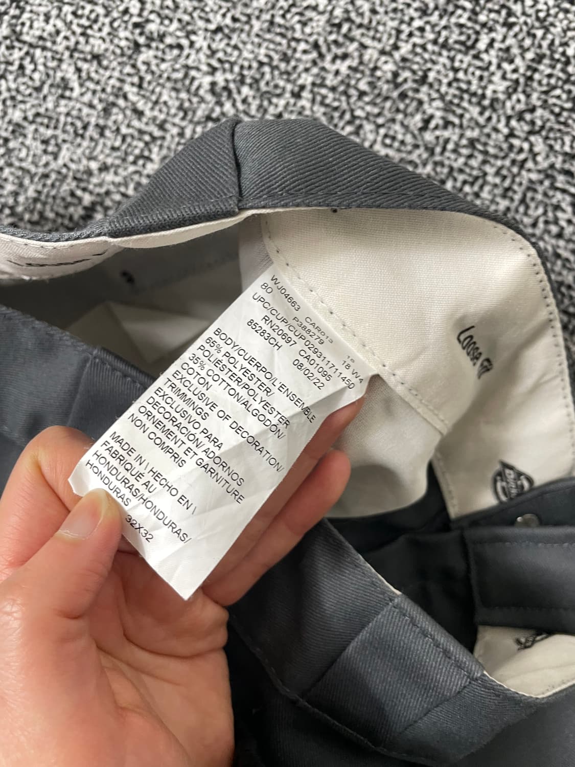 빈티지9. 디키즈 더블니 루즈핏 워크팬츠 면바지 차콜 그레이 상품이미지3