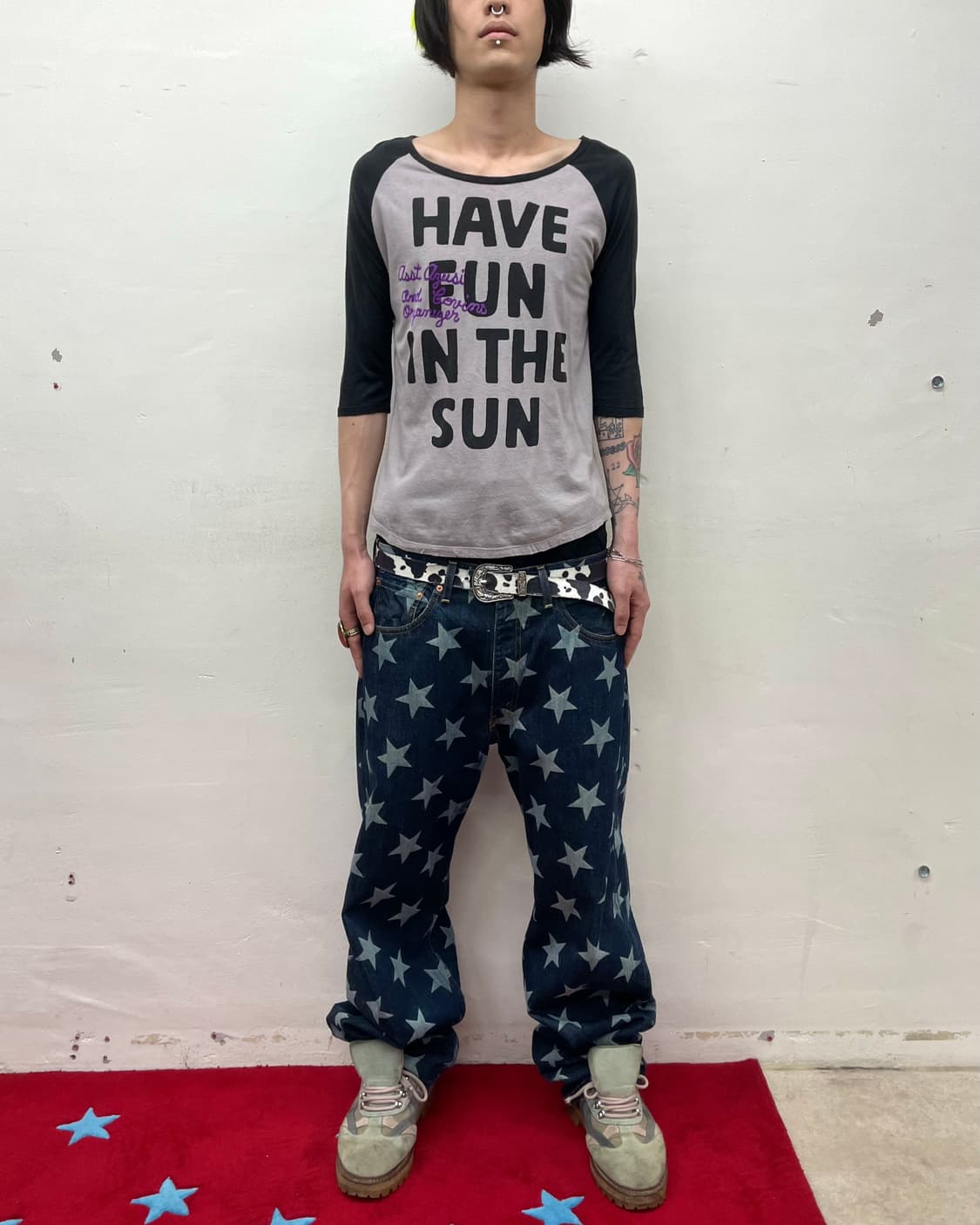 HAVE FUN Purple Lettering Raglan Sleeves 상품이미지3