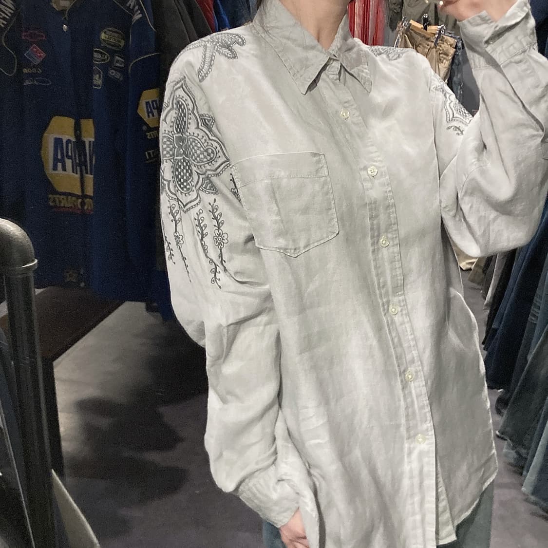 [IM] vtg 그레이 패턴 셔츠 상품이미지3