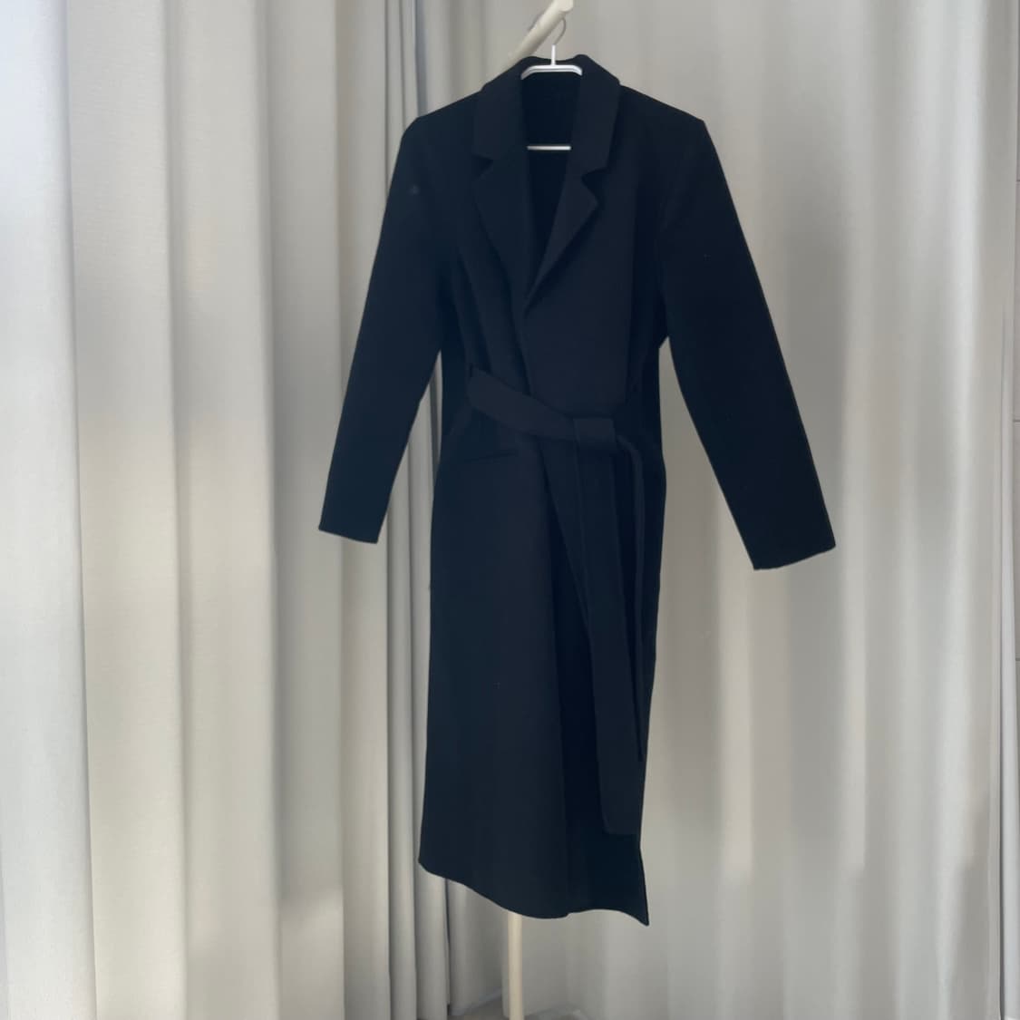 블랙 울 혼방 롱 코트 FREE 사이즈 상품이미지1