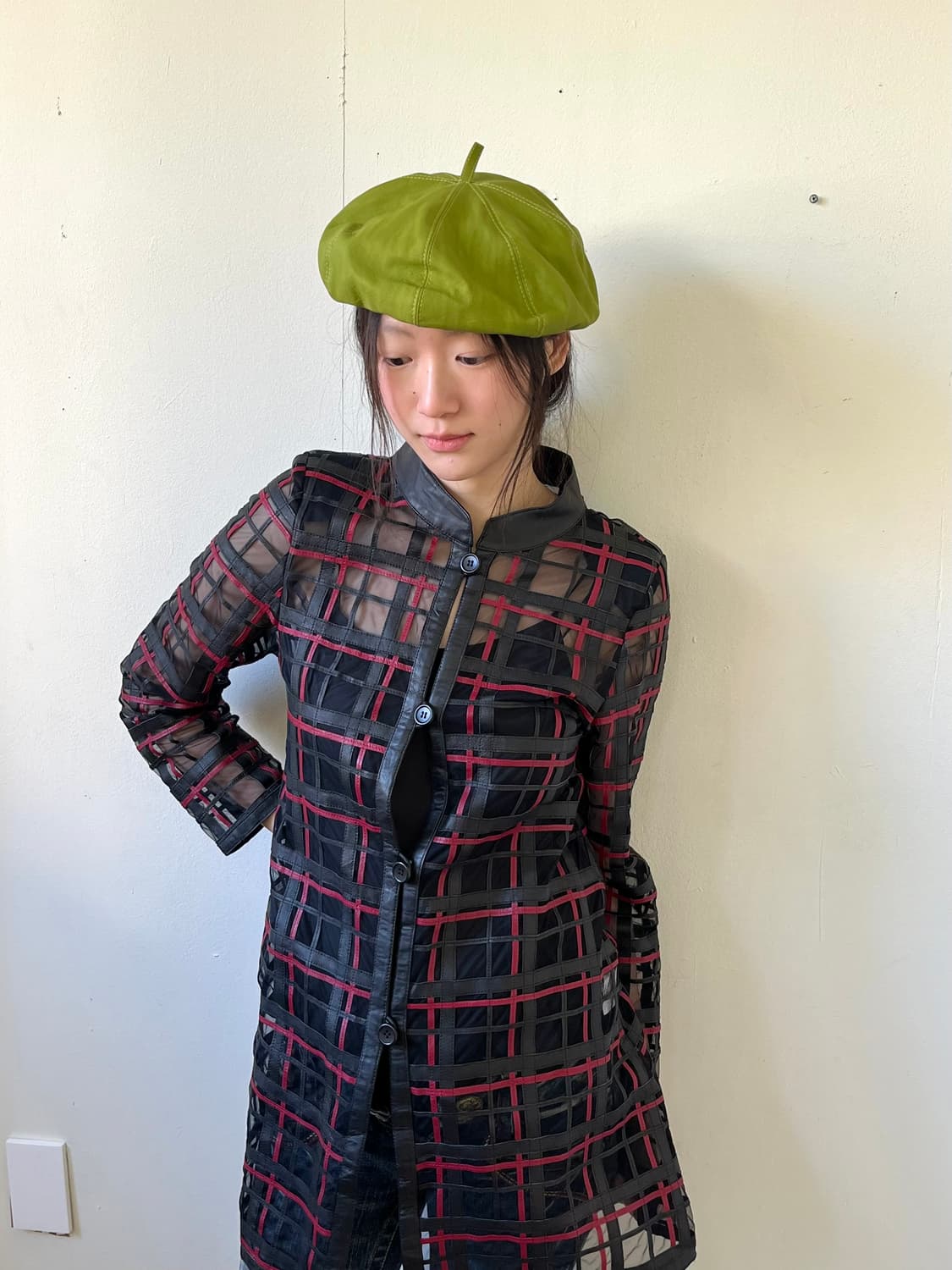 Japan vtg 레더 캡  상품이미지7