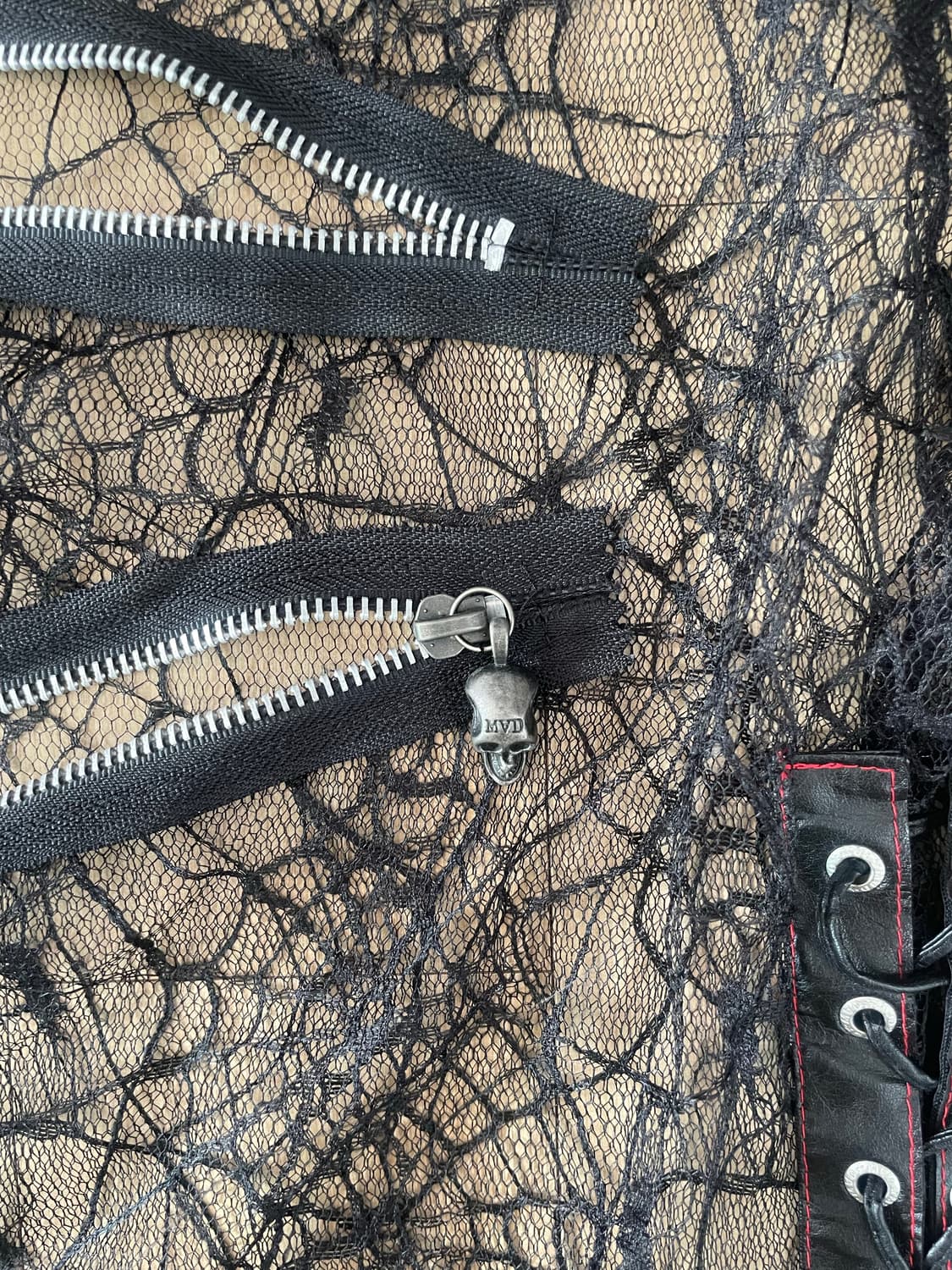 Madpunk spider skull zipper black lace 상품이미지2
