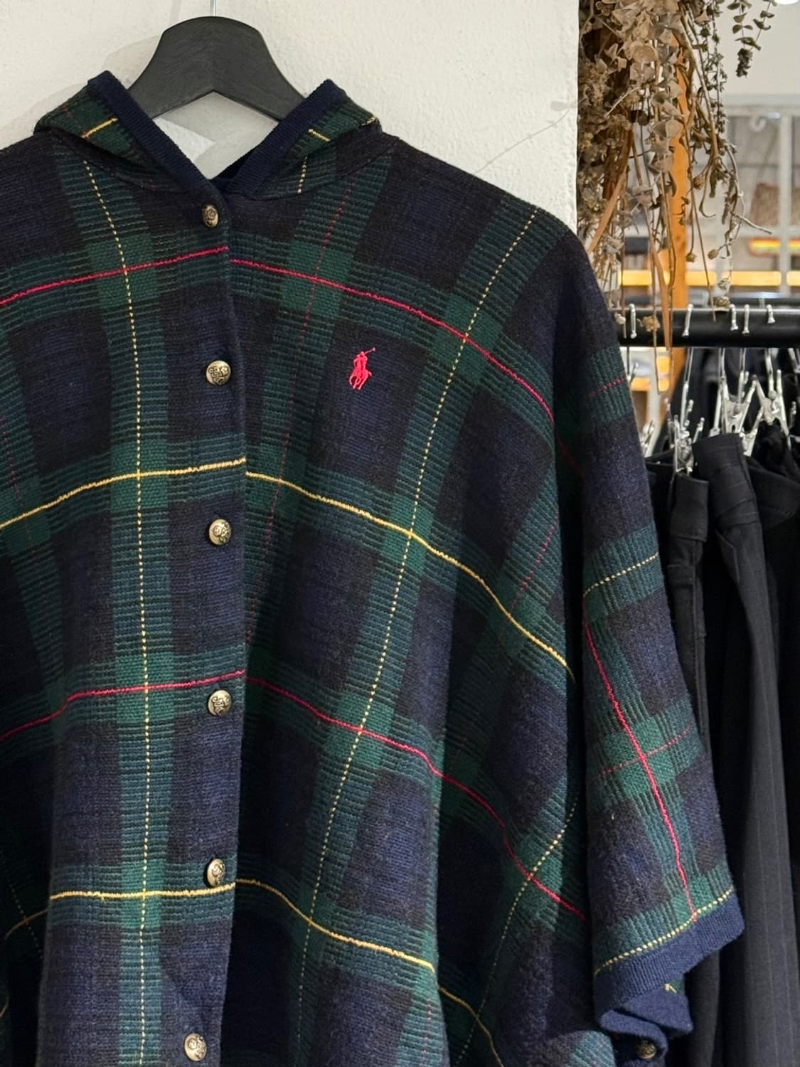 폴로 랄프로렌 키즈 울 혼방 체크 후드 판초 상품이미지3