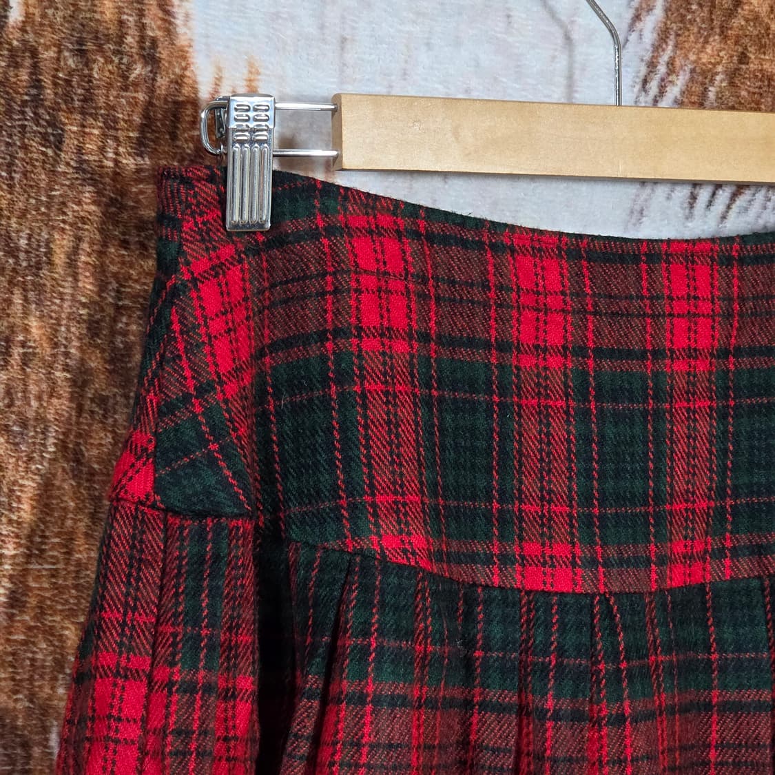 타탄체크 레드 플리츠 미니 스커트 상품이미지2