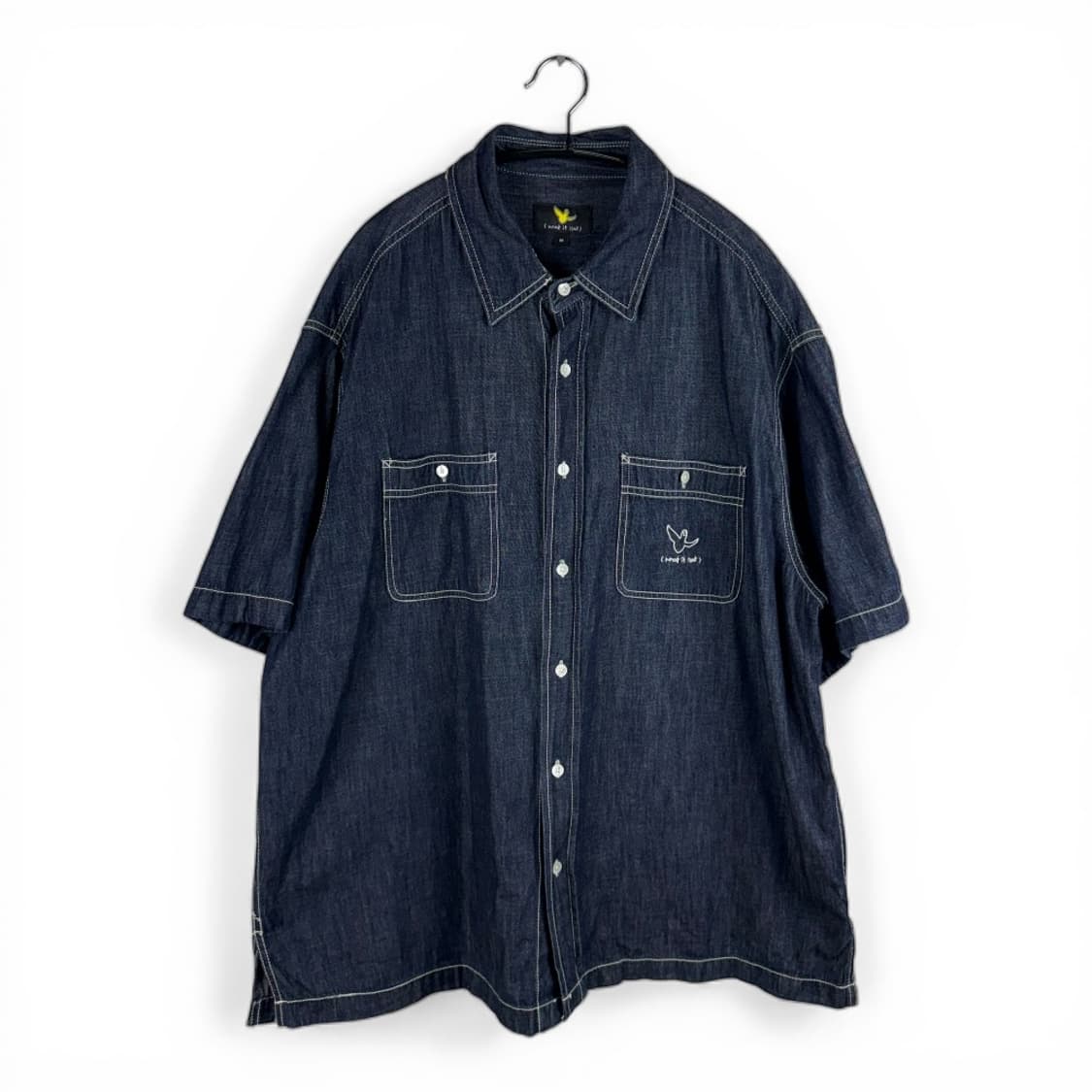 (M) 와릿이즌 셔츠 엔젤 자수 데님 투포켓 반팔셔츠 상품이미지1
