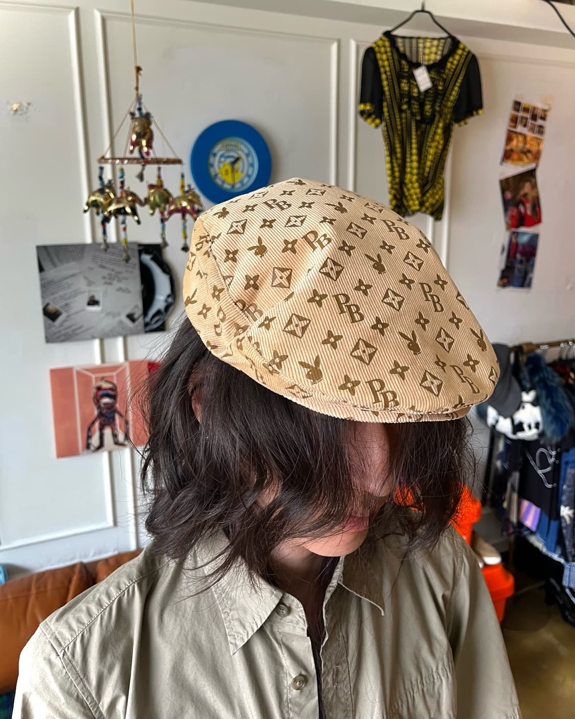 90s PLAYBOY Monogram Parody Hunting Cap 상품이미지2