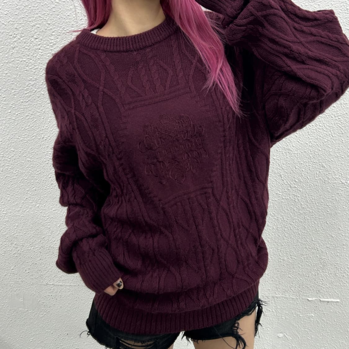 버버리 자수로고 버건디 니트 46 상품이미지1