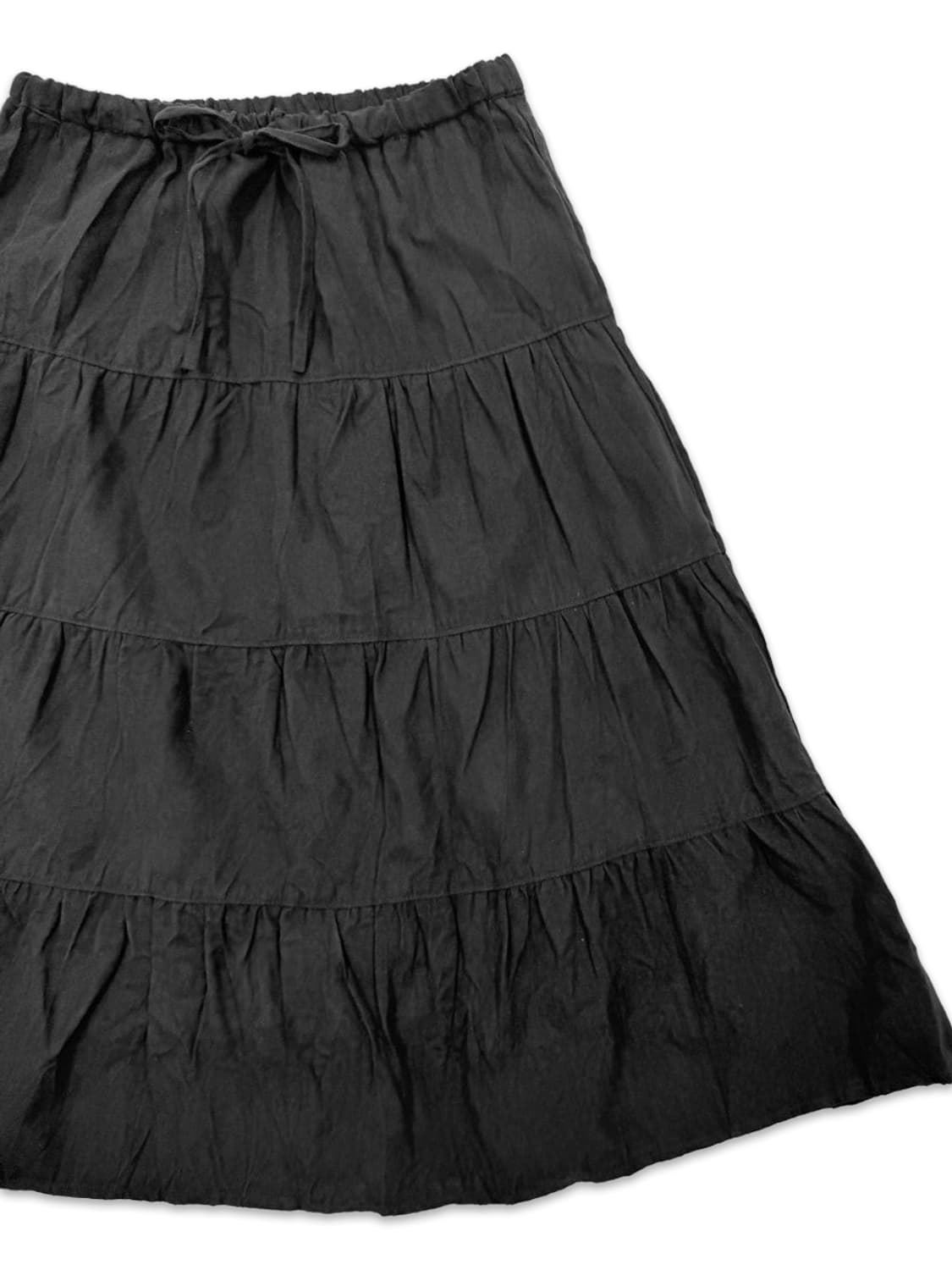 빈티지 블랙 스웨이드 리본 플리츠 미디 스커트 상품이미지2