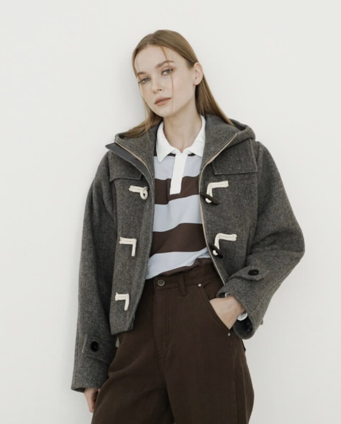 리리수 몰리 떡볶이 코트 차콜  상품이미지1