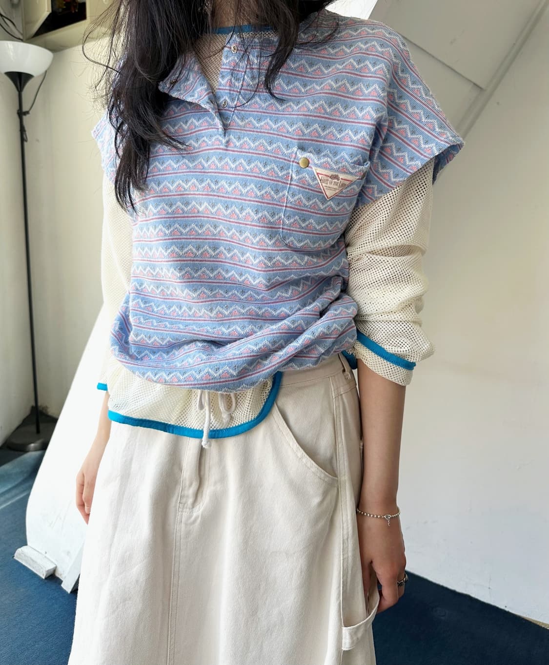 Jacquard design light knitted top 상품이미지9