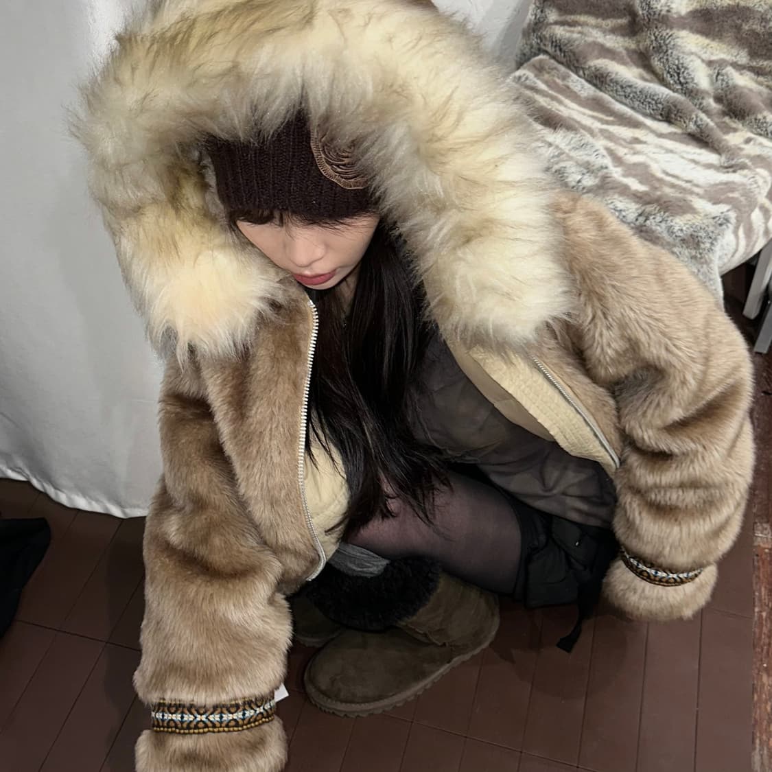 1970s 빈티지 HANSA 털 구스 다운 패딩 코트 상품이미지8