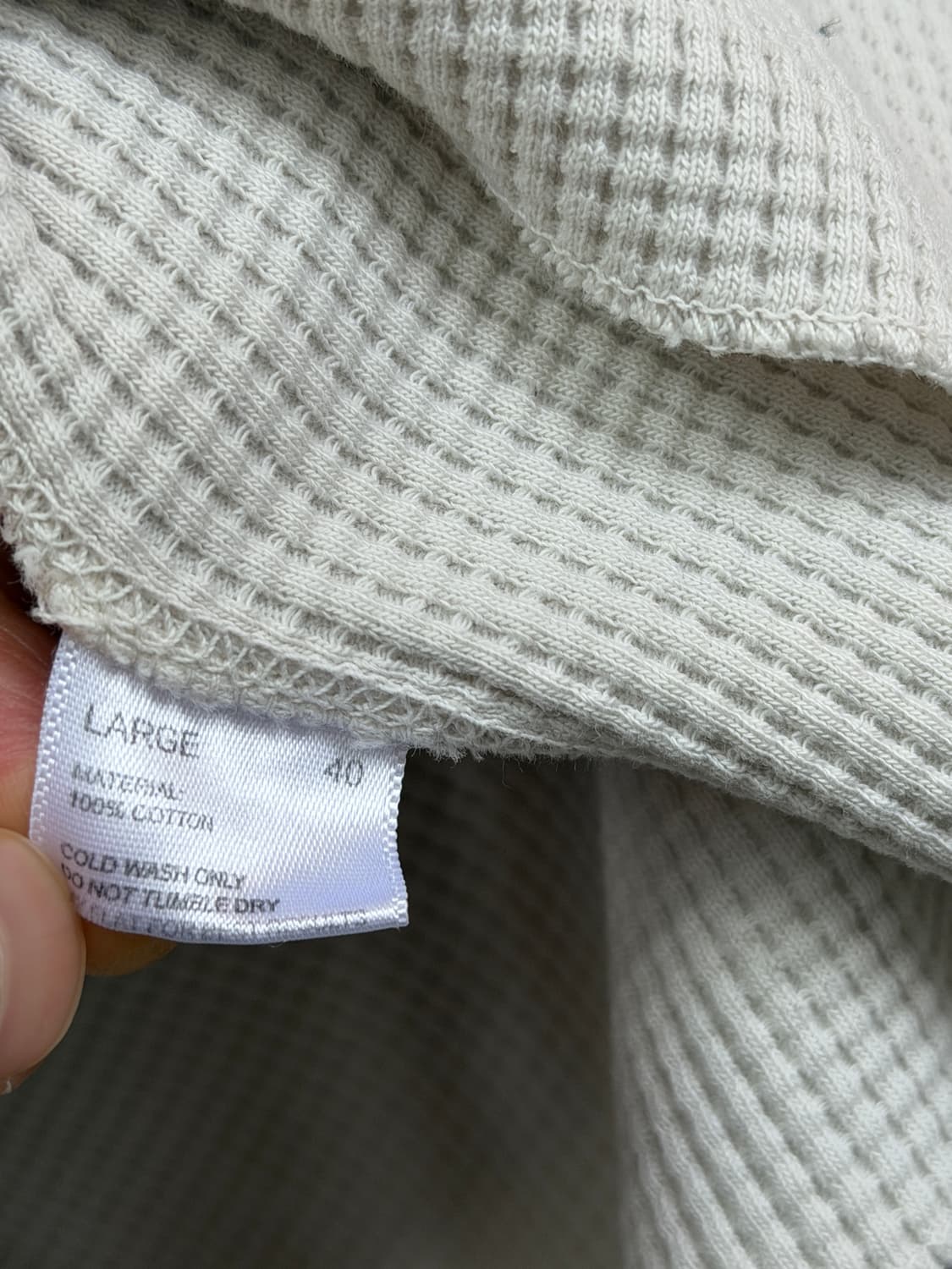 Lady White USA 코튼 와플 롱 슬리브 티셔츠 L 상품이미지5