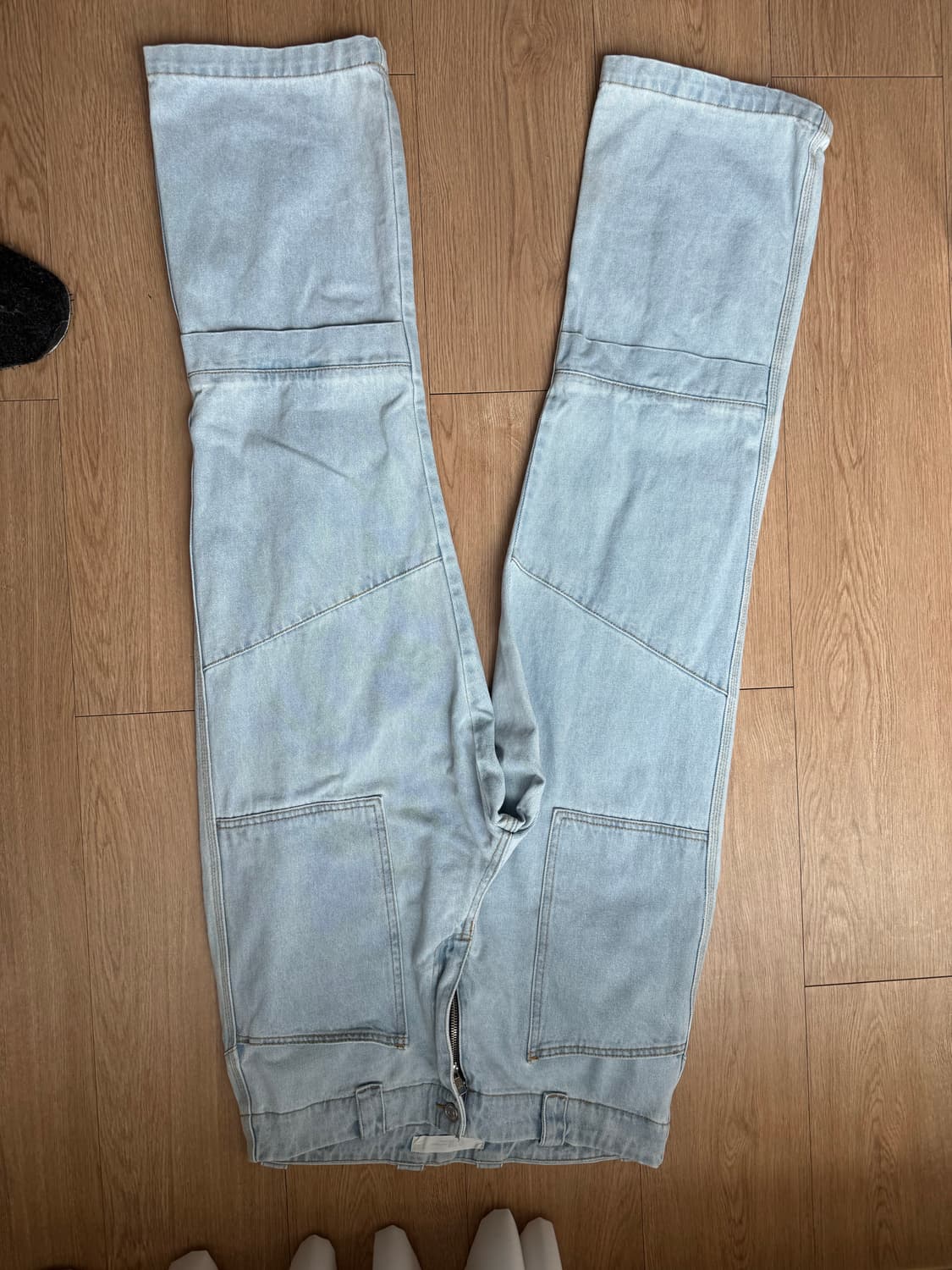 [L] 플라스틱프로덕트 웨이브 지퍼 데님 팬츠 (라이트 블루) 상품이미지10