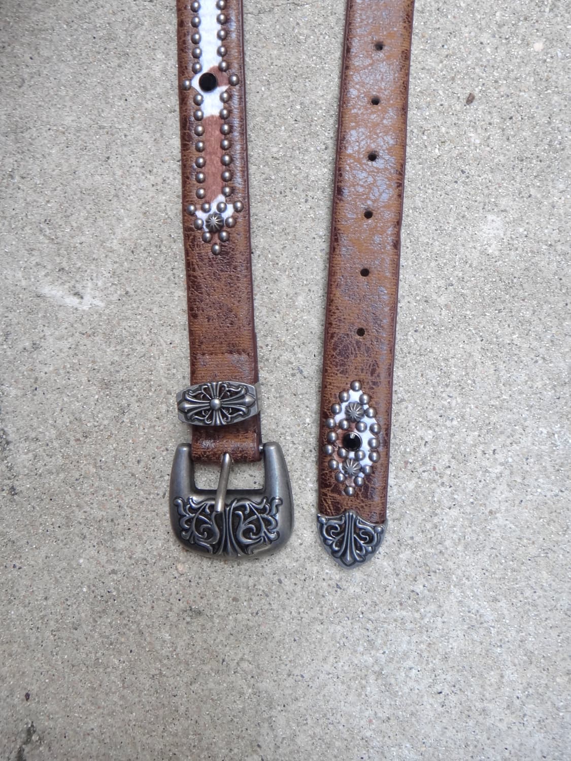 Western cow leather belt / brown 상품이미지2