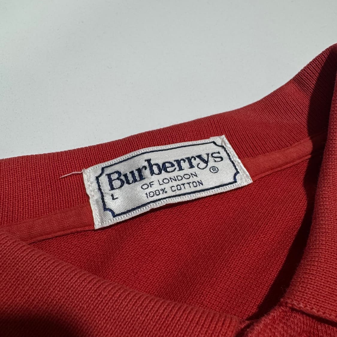 버버리 90's 크레스트 로고 레드 긴팔 카라티 상품이미지3