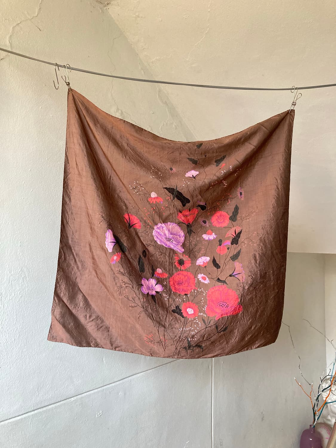 에스닉 브라운 플라워 스카프 상품이미지1