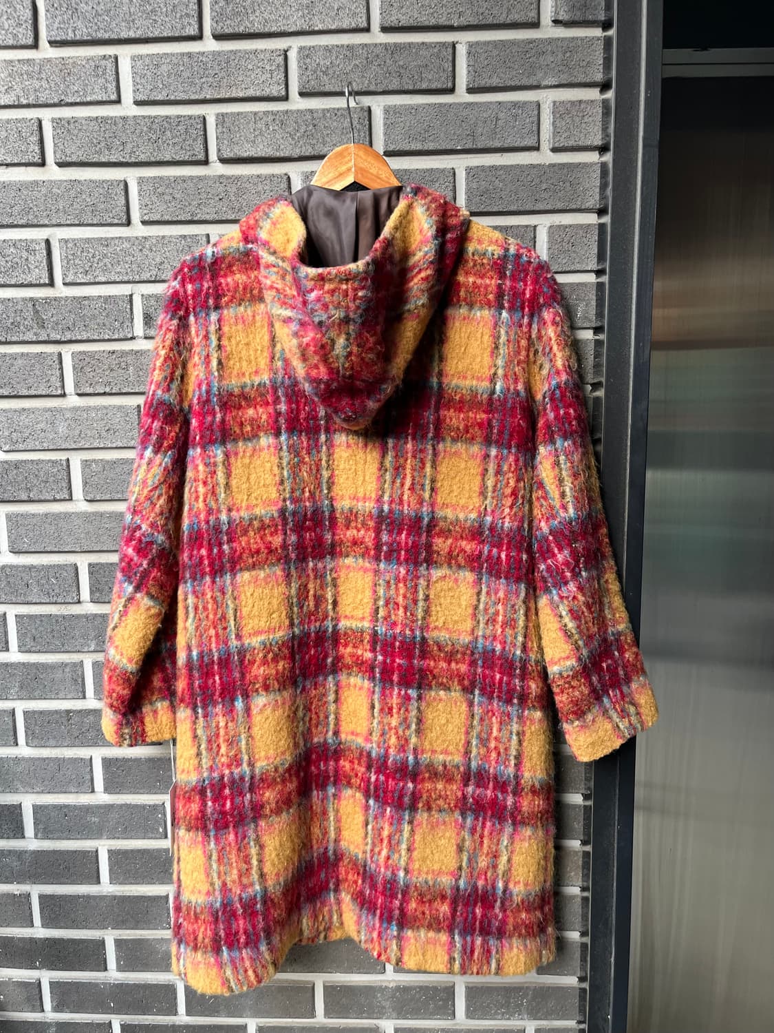 DONNA UNO 헤어리 체크패턴 미디 코트 상품이미지5