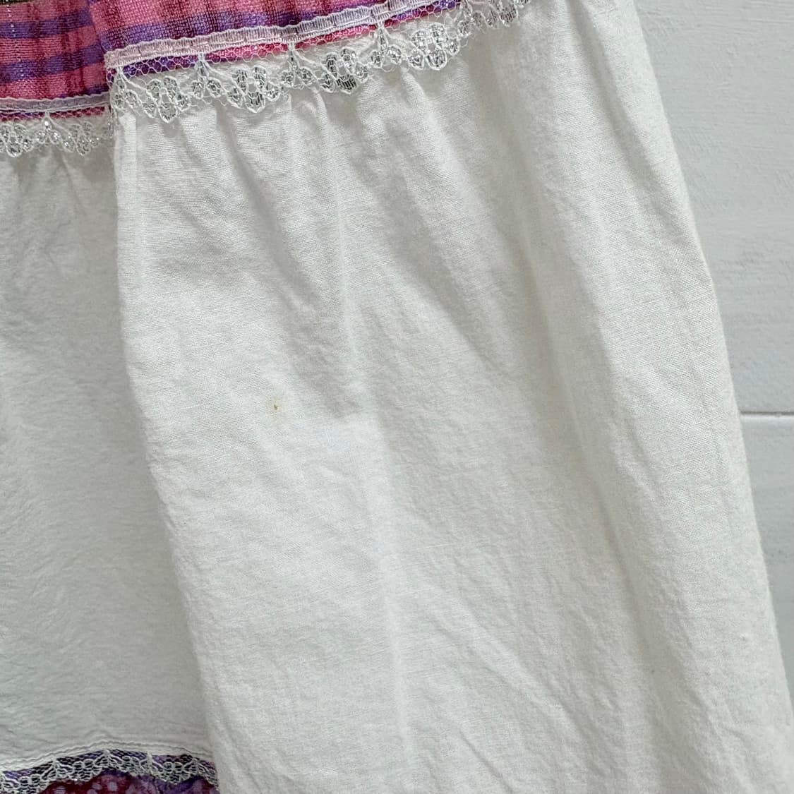 화이트 퍼플 패치워크 캉캉 히피 레이스 롱 스커트 JPN 상품이미지3