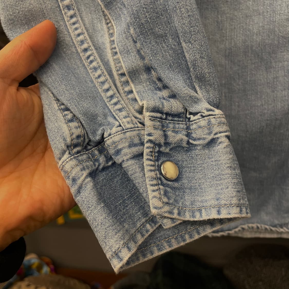 90s 리바이스 웨스턴 펄 스냅 데님 셔츠 상품이미지6