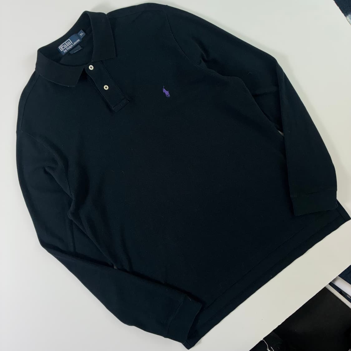 Polo  폴로 랄프로렌 자수 코튼 블랙 카라 니트  상품이미지2