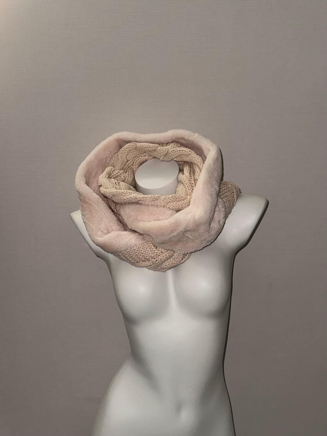 빈티지 핑크베이지 퍼니트 롱 넥워머 상품이미지1