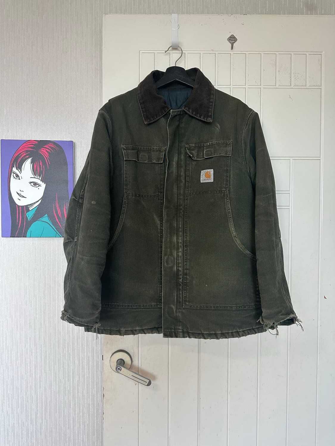 칼하트(?) 워크 자켓 데님 그린 상품이미지1
