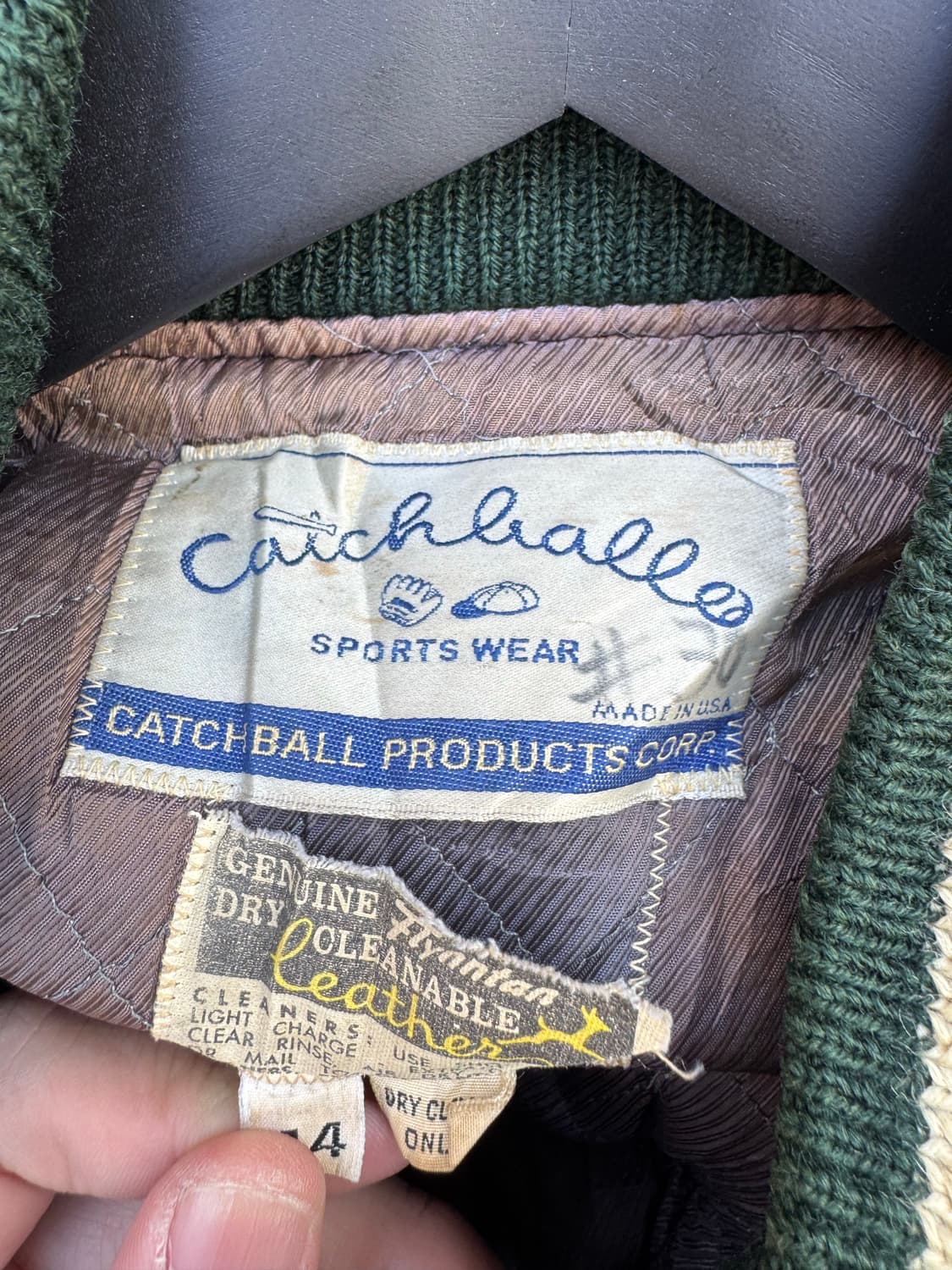 80s 캐치볼 소가죽 울 바시티자켓  상품이미지4