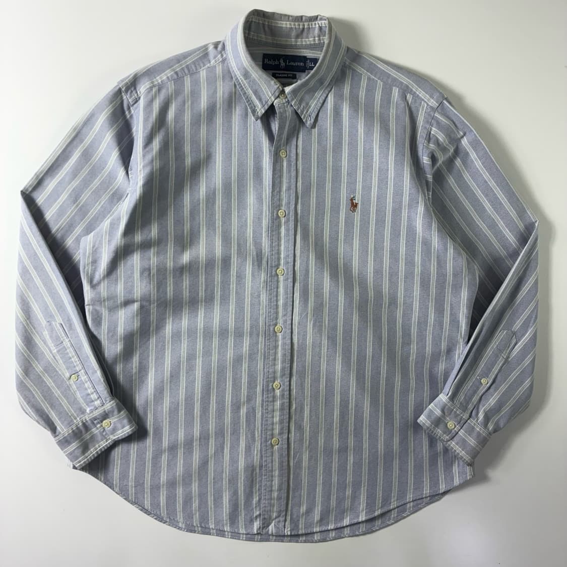 Polo  폴로 랄프로렌 90,s 자수 코튼 스트라이프 옥스퍼드 셔츠   상품이미지1