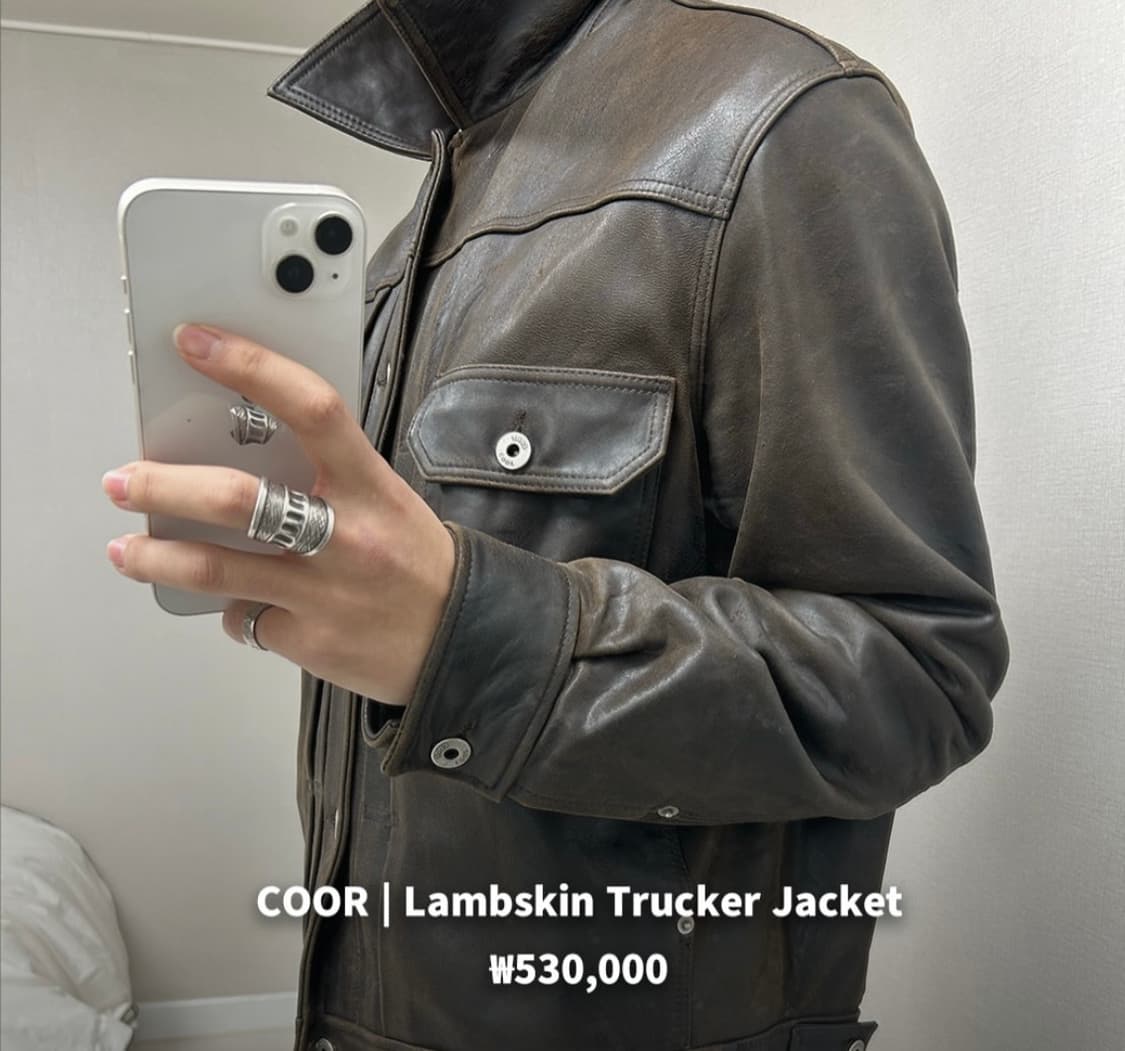 쿠어 램스킨 포켓 트러커 재킷 다크브라운 상품이미지1