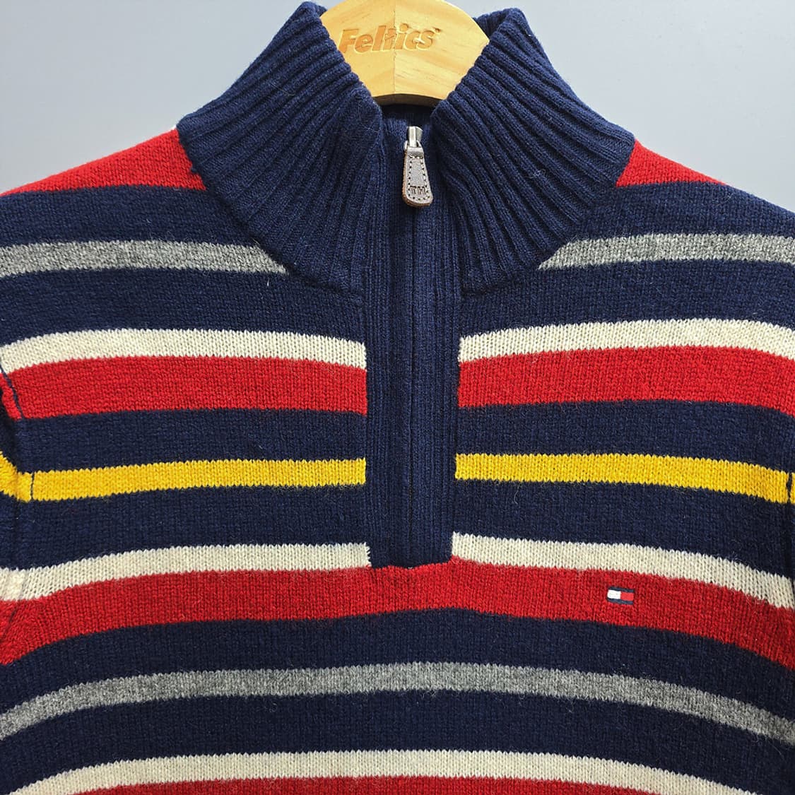 타미힐피거(Tommy Hilfiger) 스트라이프 반집업 니트 S 상품이미지2