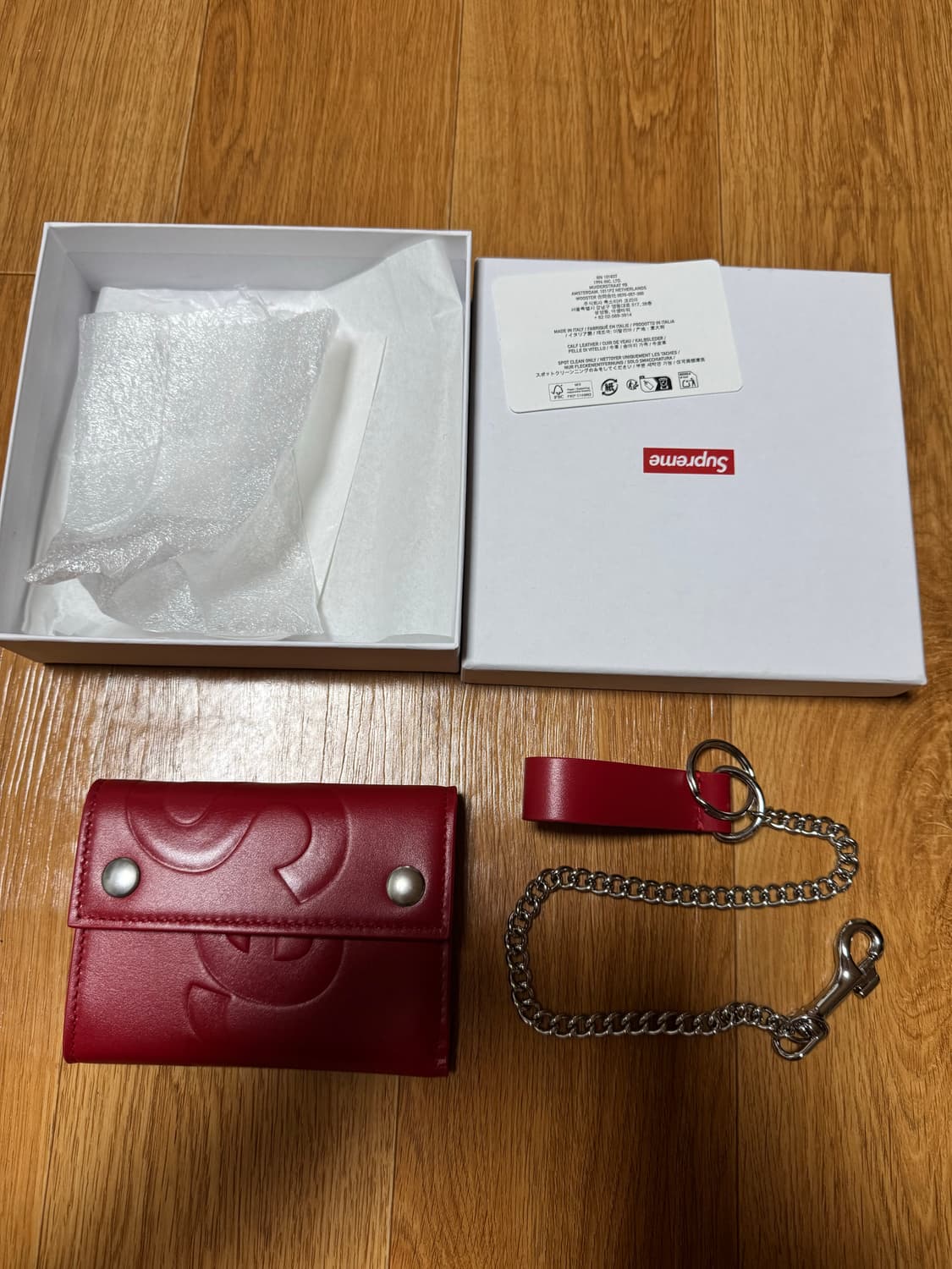 슈프림 레더 체인 월렛 레드 상품이미지1