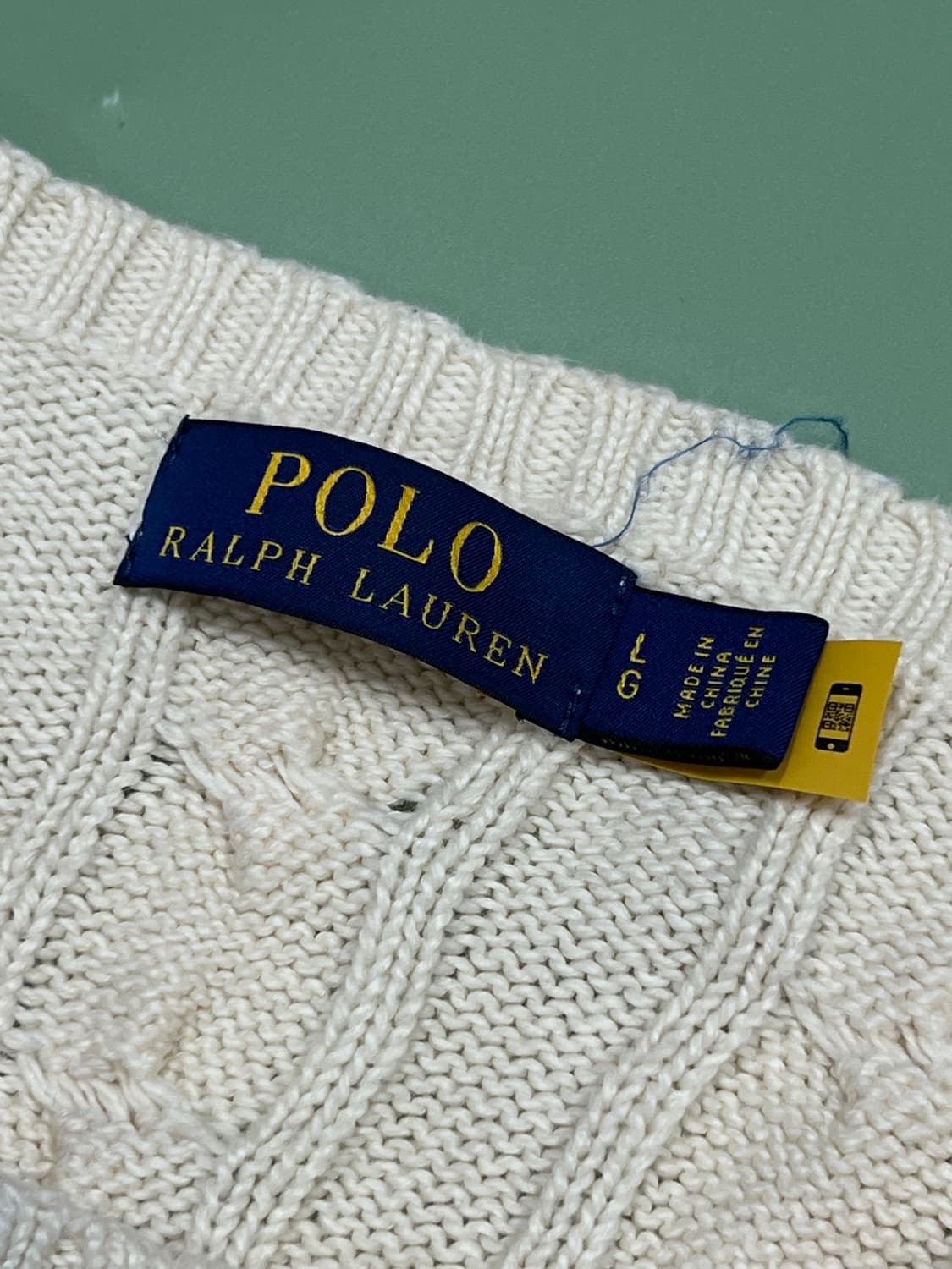 (L) 폴로 랄프로렌 라운드 케이블 꽈배기 니트 아이보리 상품이미지4