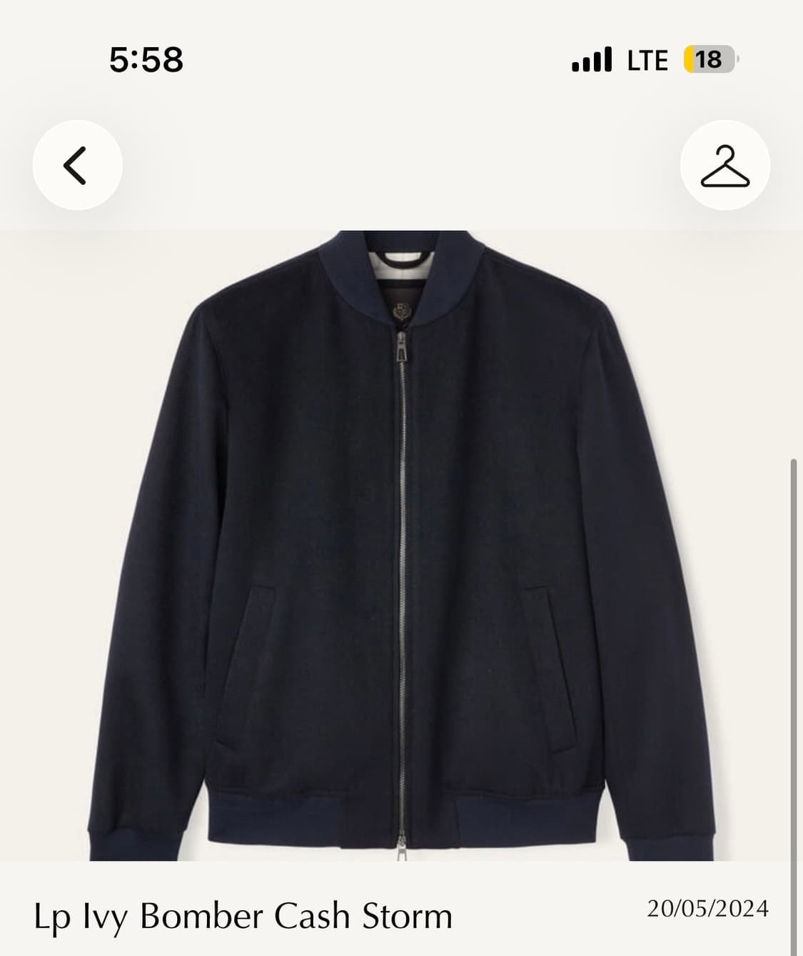 로로피아나 봄버 자켓 네이비 상품이미지2