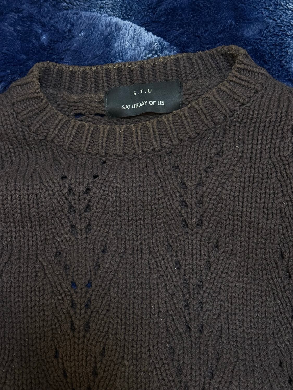 STU Y커팅 니트 브라운 OS 상품이미지2