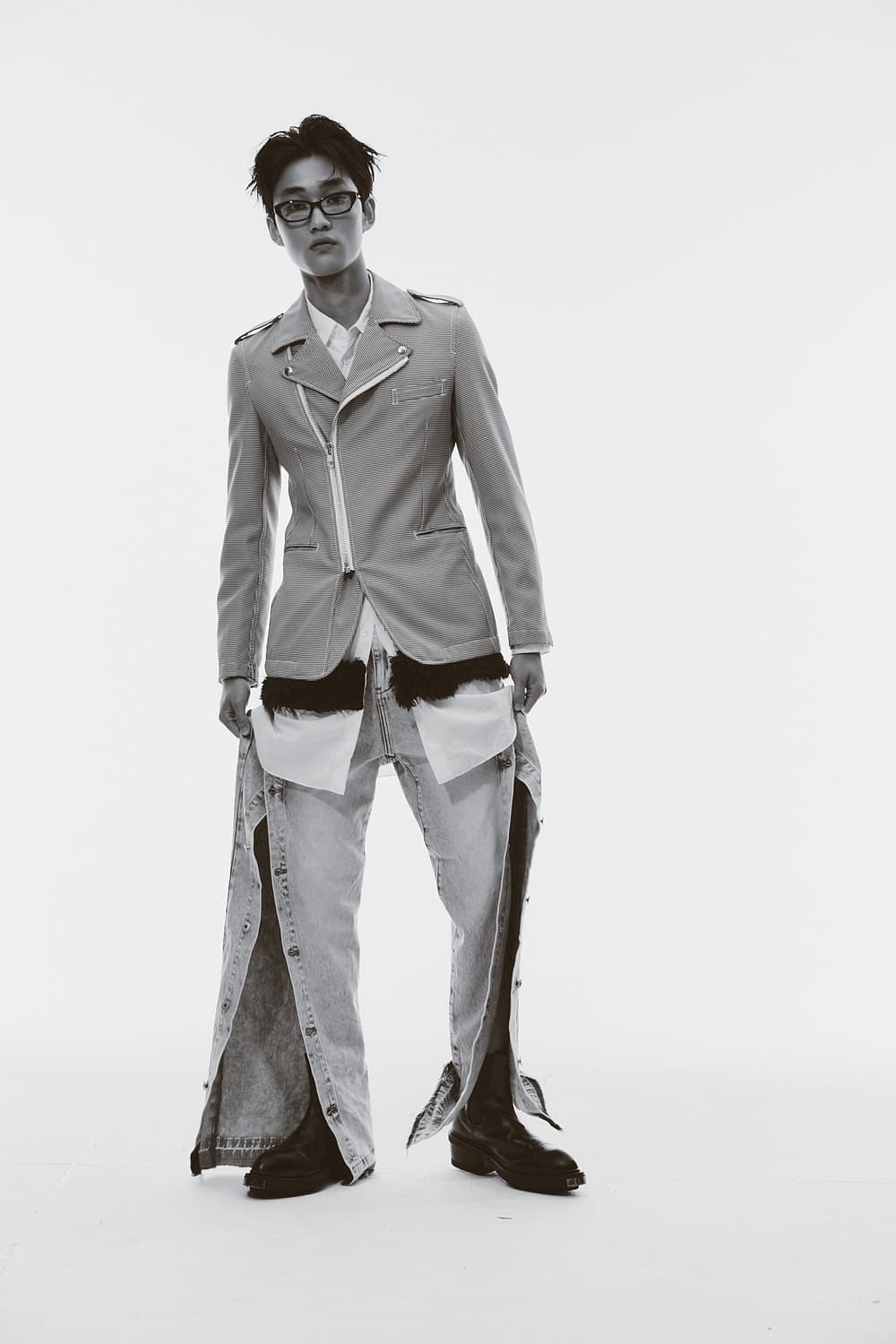 23FW 꼼데가르송 옴므 플러스 레이어드 롱 퍼 셔츠 M 상품이미지7