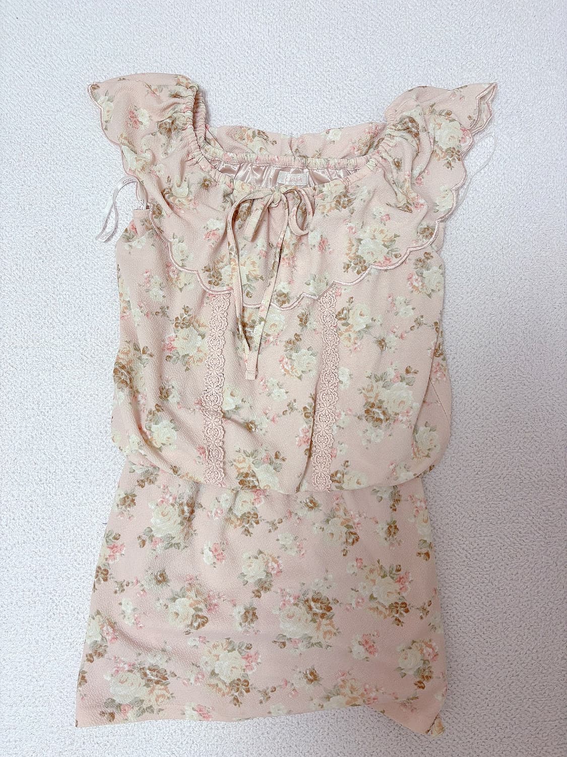 리즈리사 핑크 연분홍 플로랄 원피스 퍼 코트 세트 히메갸루 라떼갸루 상품이미지1