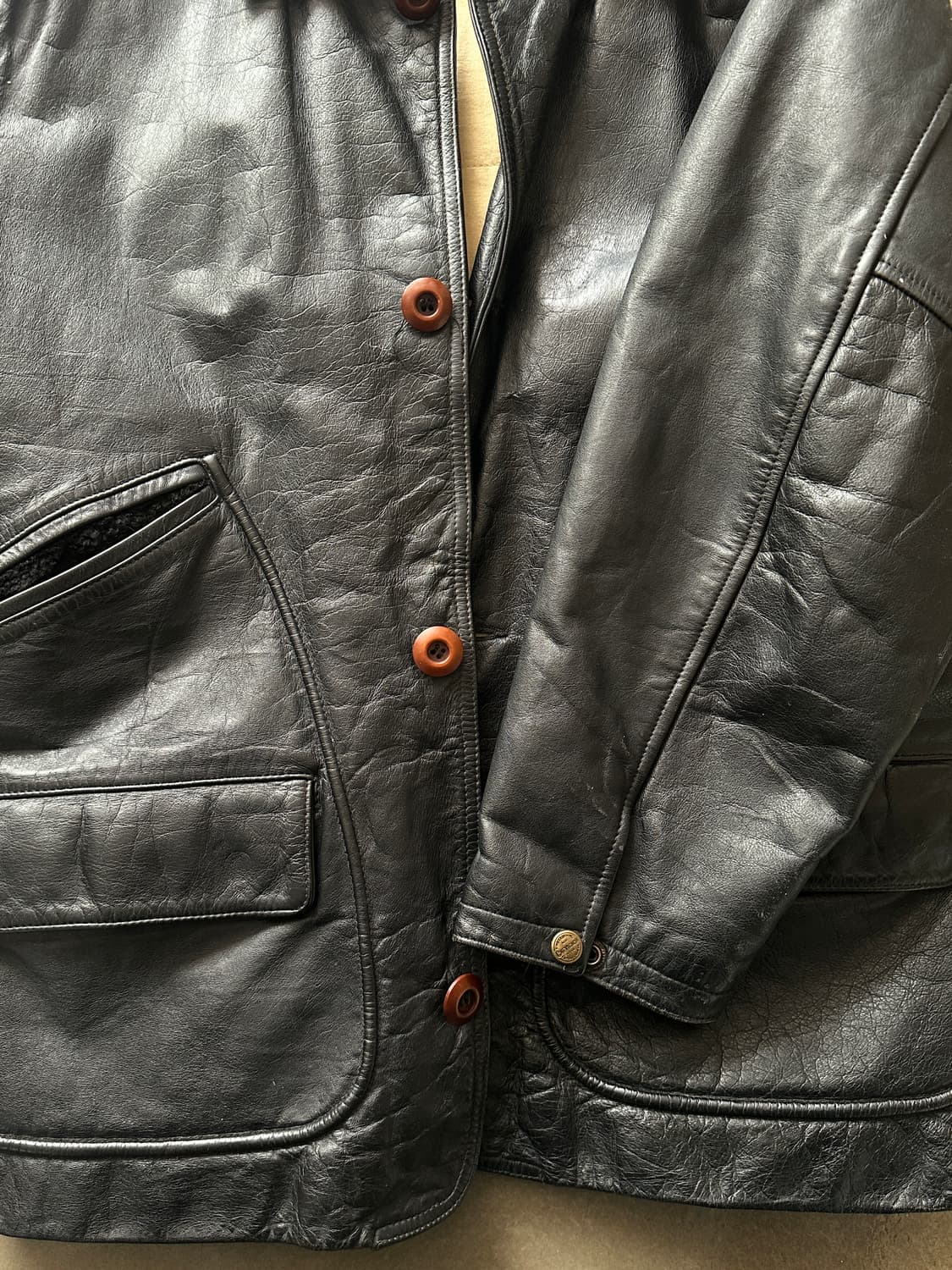 쉐비뇽 소가죽 레더 카코트 상품이미지5