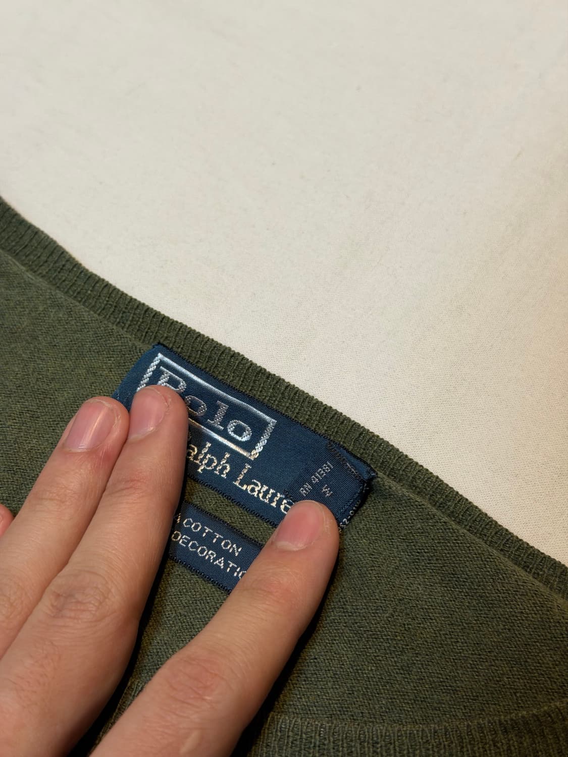 폴로 랄프로렌 라운드넥 코튼 니트 말차 카키 올리브 상품이미지3