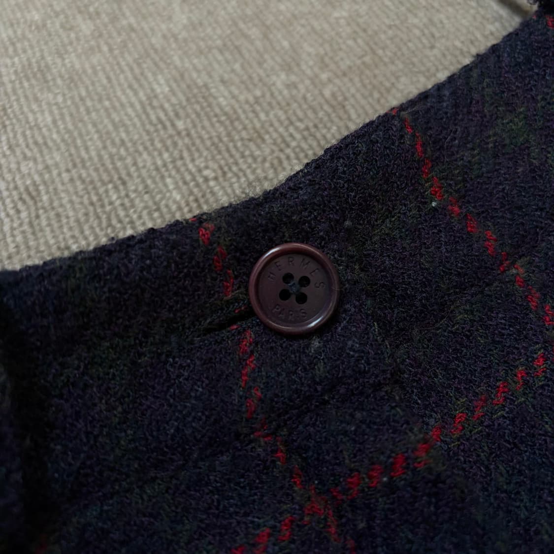 hermes 에르메스 빈티지 우먼스 하이웨스트 체크 슬랙스  상품이미지3