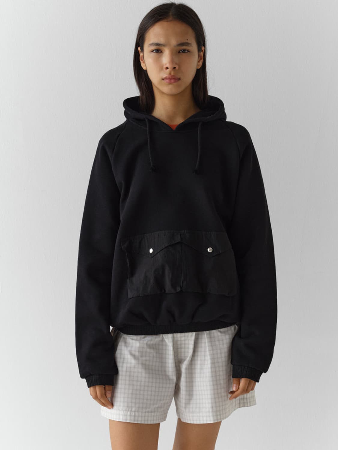 [M,L,XL]기마구아스 Kenny Track 포켓 후드 티셔츠/블랙 상품이미지5
