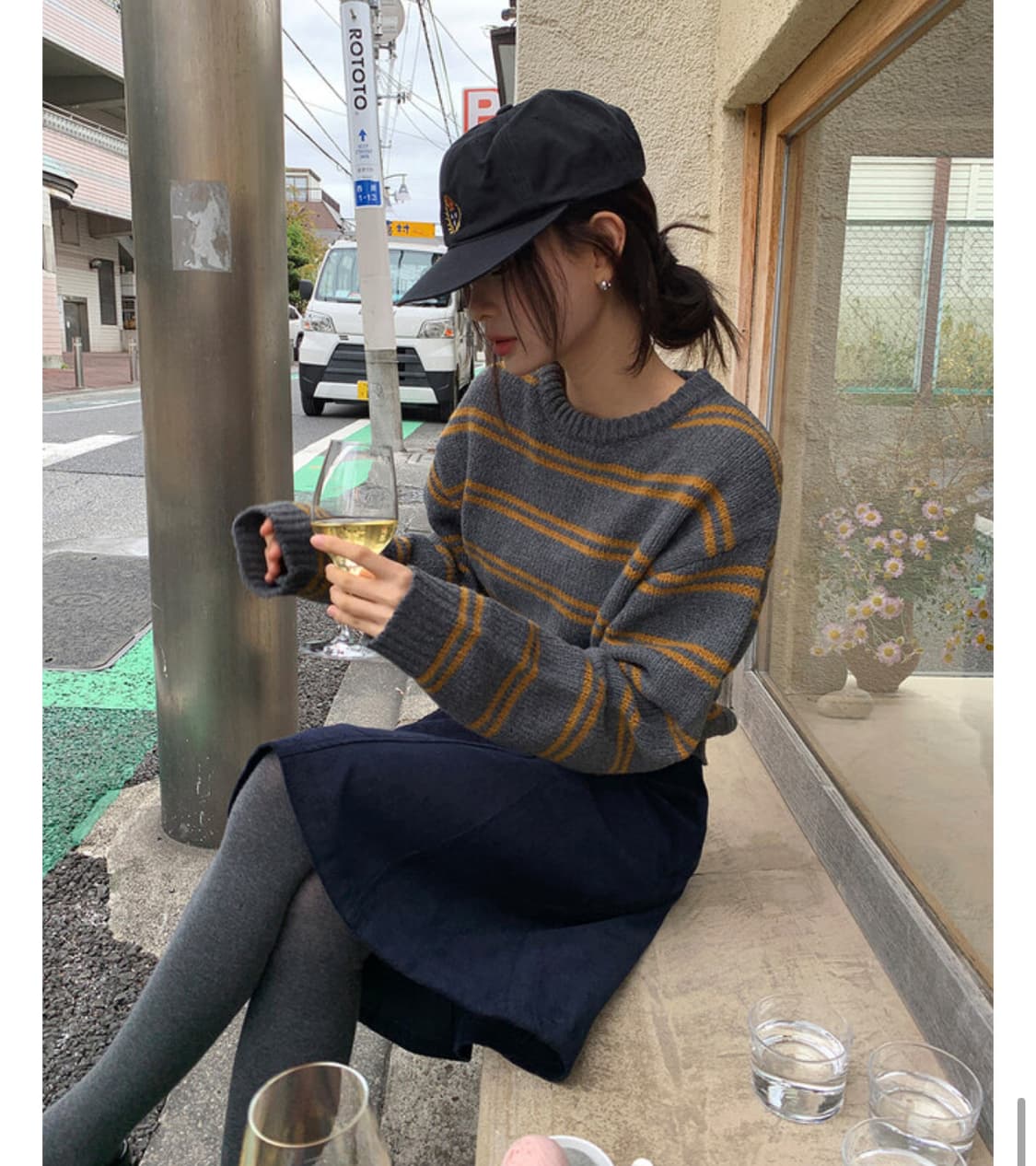 [addmore] 에드모어 니브 코듀로이 미디스커트 (navy) 상품이미지5