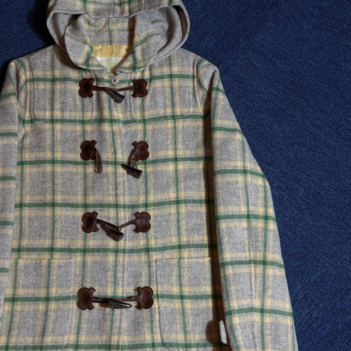 빈티지 체크 후드 떡볶이 롱코트 상품이미지2