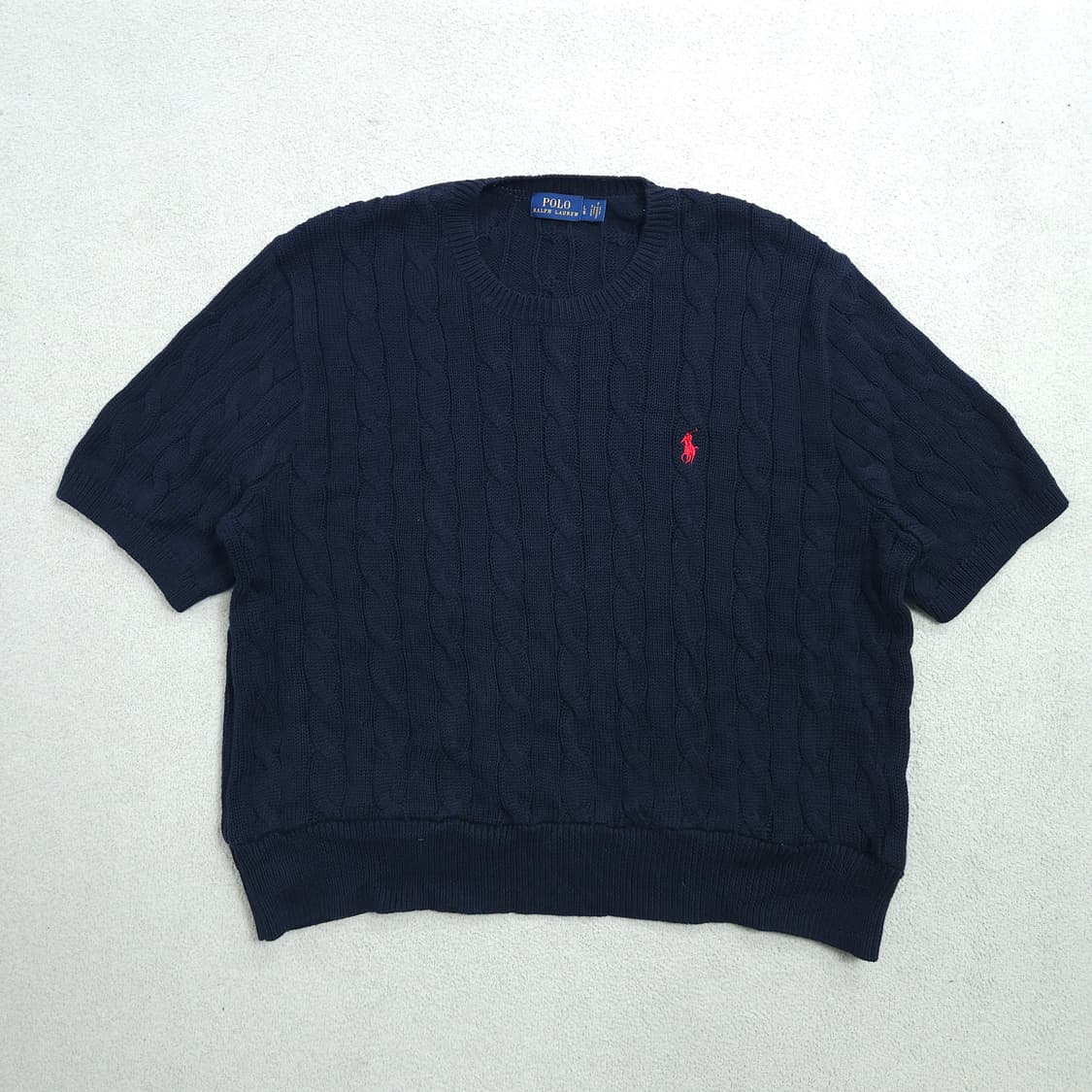 폴로 랄프 로렌  반팔 케이블 니트 L 네이비 상품이미지1