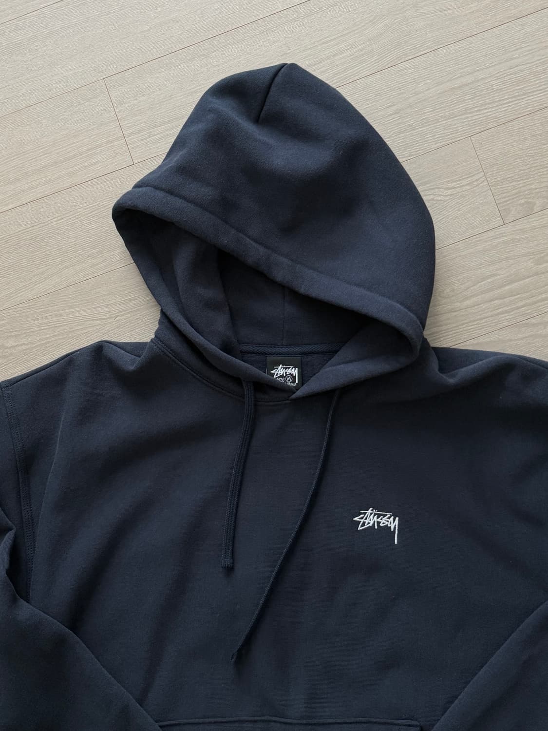 스투시 스탁 로고 후드 네이비 M 상품이미지2