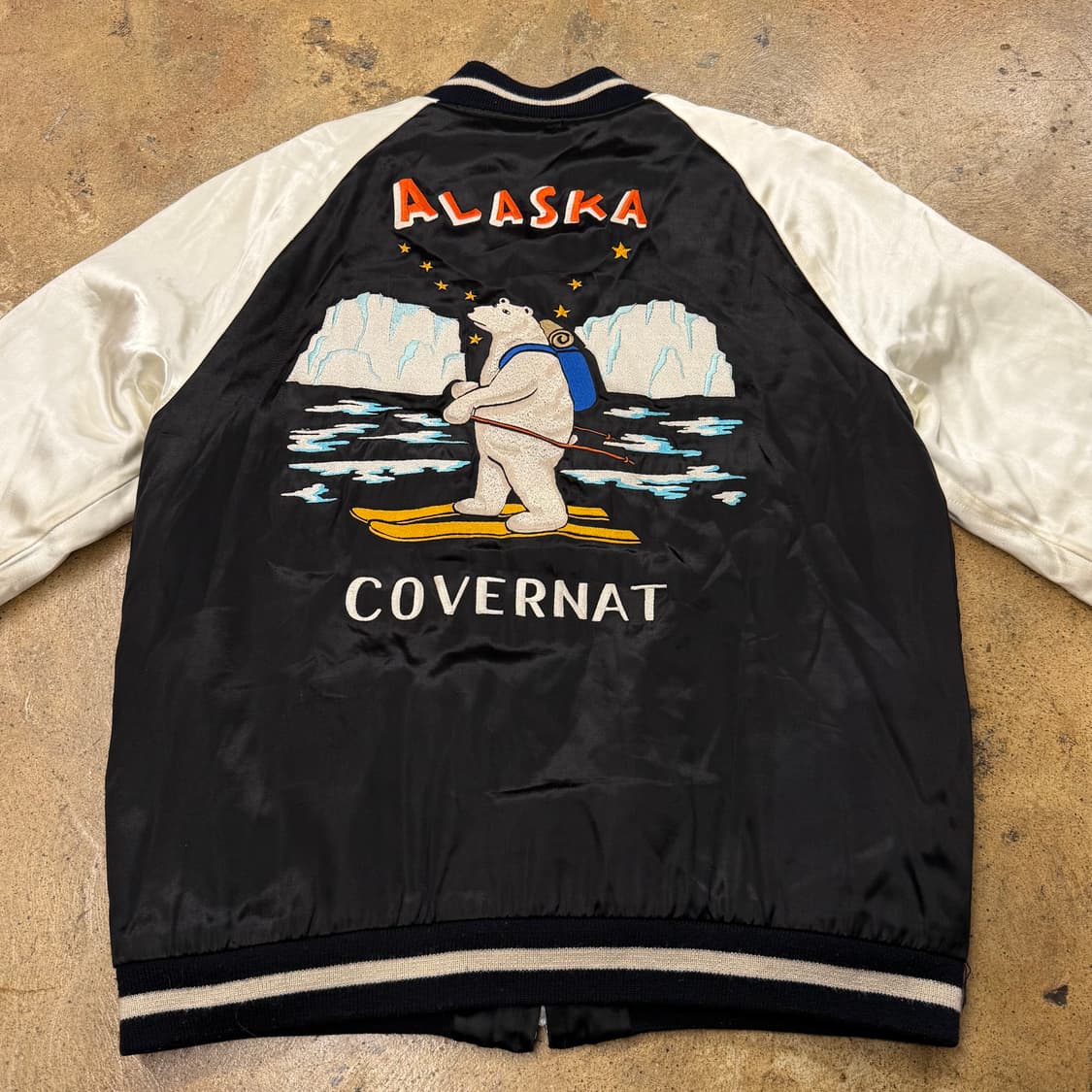 [정품/XL] 커버낫 블랙 화이트 자수 봄버 자켓 b19 상품이미지4