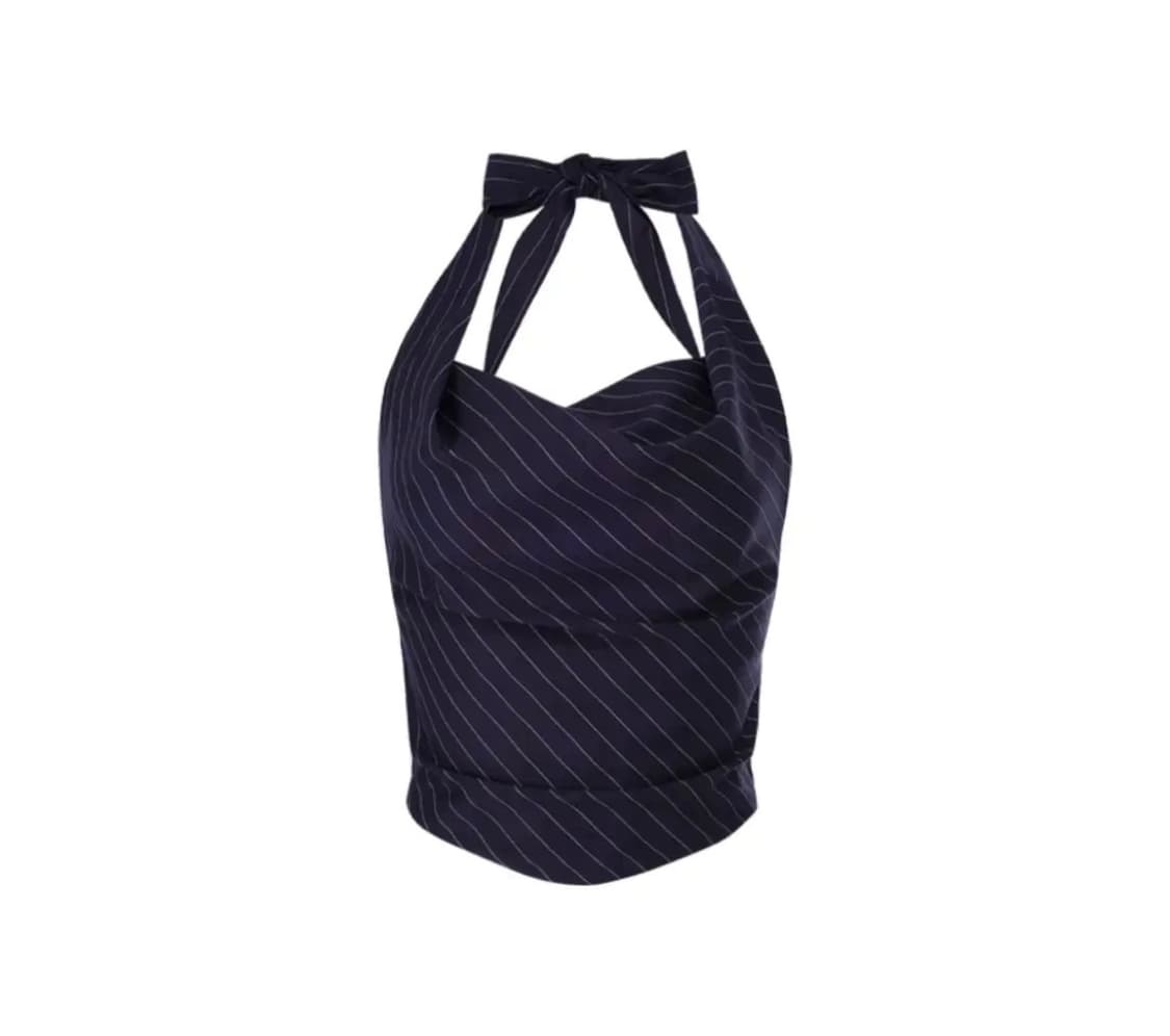 낫유어로즈 드레이핑 홀터탑 네이비 홀터넥 제니 상품이미지1