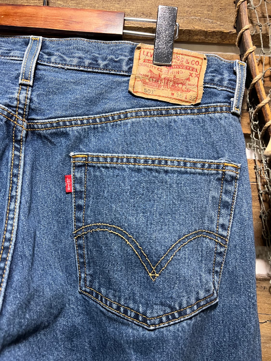 [33]00's 리바이스 USA 501 미디엄블루 데님 팬츠 상품이미지5